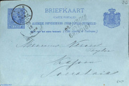 Netherlands 1894 Postcard 5c From Leiden To Neth. Indies, Postmark: NED INDIE OVER BRINDISI, Used Postal Stationary - Cartas & Documentos