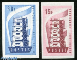 France 1956 Europa 2v, Imperforated, Mint NH, History - Europa (cept) - Nuevos