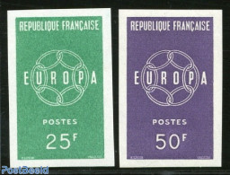 France 1959 Europa 2v, Imperforated, Mint NH, History - Europa (cept) - Ongebruikt