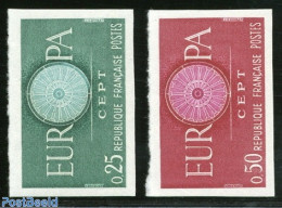 France 1960 Europa 2v, Imperforated, Mint NH, History - Europa (cept) - Ongebruikt