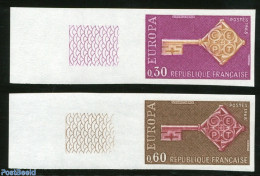 France 1968 Europa 2v, Imperforated, Mint NH, History - Europa (cept) - Unused Stamps