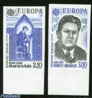 France 1985 Europa 2v, Imperforated, Mint NH, History - Performance Art - Europa (cept) - Music - Staves - Neufs