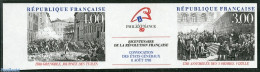 France 1988 Revolution 2v+tab [:T:], Imperforated, Mint NH, History - History - Unused Stamps