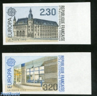 France 1990 Europa, Post Offices 2v Imperforated, Mint NH, History - Europa (cept) - Post - Art - Modern Architecture - Unused Stamps