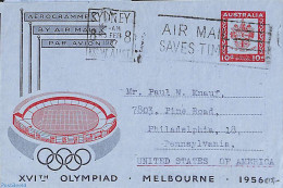 Australia 1957 Aerogramme Olympic Games, Used Postal Stationary - Covers & Documents