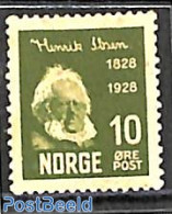 Norway 1928 10o, Stamp Out Of Set, Unused (hinged), Art - Authors - Handwriting And Autographs - Ongebruikt