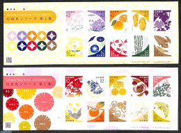 Japan 2017 Tradional Colours 20v S-a (2 M/s), Mint NH, Nature - Birds - Flowers & Plants - Fruit - Insects - Poultry -.. - Ongebruikt