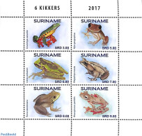 Suriname, Republic 2017 Frogs  6v M/s, Mint NH, Nature - Frogs & Toads - Reptiles - Surinam