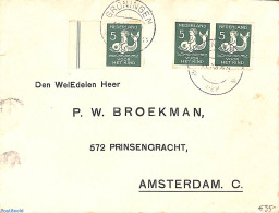 Netherlands 1929 Letter With Syncopathic Perf. Stamps (Roltanding), Postal History - Brieven En Documenten