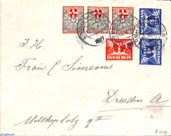 Netherlands 1927 Letter With Child Welfare Stamps From ARNHEM-STATION To Dresden, Postal History, History - Coat Of Arms - Lettres & Documents