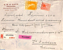 Netherlands 1925 Registered Letter With Declared Value From Apeldoorn To St Gallen , Postal History - Covers & Documents