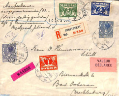 Netherlands 1935 Registered Letter With Declared Value From Oegstgeest To Bad Doberan, Postal History - Covers & Documents