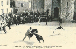 13 LES STE MARIE DE LA MER   Course De Taureaux Place De L'eglise     REIMPRESSION CPA EB1970 - Other & Unclassified