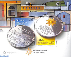 Uruguay 2017 50 Years Central Bank S/s, Mint NH, Various - Banking And Insurance - Money On Stamps - Münzen