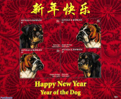 Antigua & Barbuda 2018 Year Of The Dog 4v M/s, Mint NH, Nature - Various - Dogs - New Year - Neujahr