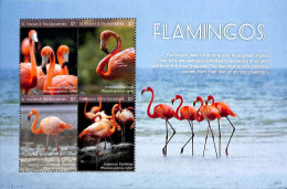 Saint Vincent 2017 Flamingos 4v M/s, Mint NH, Nature - Birds - St.Vincent (1979-...)
