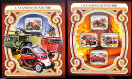 Chad 2017 Fire Engines 2 S/s, Mint NH, Transport - Automobiles - Fire Fighters & Prevention - Andere & Zonder Classificatie