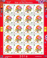 Isle Of Man 2016 Year Of The Monkey M/s, Mint NH, Nature - Various - Monkeys - New Year - Año Nuevo