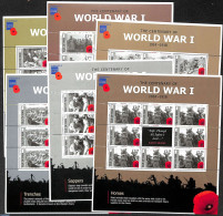Isle Of Man 2014 World War I, 6 M/ss, Mint NH, History - Militarism - World War I - Militares
