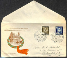 Netherlands 1950 Leiden University 2v, FDC, Open Flap, Written Address, First Day Cover, Education - Covers & Documents