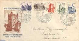 Netherlands 1951 Castles 5v, FDC, Open Flap, Written Address, First Day Cover, Art - Castles & Fortifications - Lettres & Documents