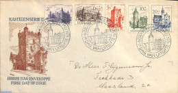 Netherlands 1951 Castles 5v, FDC, Open Flap, Written Address, First Day Cover, Art - Castles & Fortifications - Brieven En Documenten