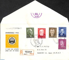 Netherlands 1954 Famous Persons FDC, Open Flap, Typed Address, Registered, First Day Cover, Vincent Van Gogh - Covers & Documents