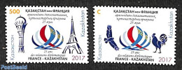 Kazakhstan 2017 Diplomatic Relations With France 2v, Mint NH, Nature - Birds - Birds Of Prey - Poultry - Kazajstán
