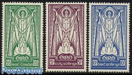 Ireland 1942 Definitives 3v, Normal Paper, Mint NH, Religion - Transport - Religion - Fire Fighters & Prevention - Unused Stamps