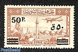 Syria 1948 50p On 300p, Stamp Out Of Set, Unused (hinged), Transport - Aircraft & Aviation - Aviones