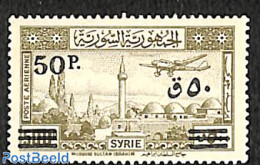Syria 1948 50p On 500p, Stamp Out Of Set, Unused (hinged), Transport - Aircraft & Aviation - Airplanes
