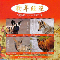 Tanzania 2018 Year Of The Dog 4v M/s, Mint NH, Nature - Various - Dogs - New Year - Wild Mammals - Nieuwjaar