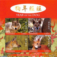 Tanzania 2018 Year Of The Dog 4v M/s, Mint NH, Nature - Various - Dogs - New Year - Wild Mammals - Nieuwjaar