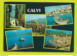 Haute Corse CALVI En 5 Vues La Corse Inoubliable Port Vue Générale Navire Barques Vieilles Rues VOIR Flamme En 1990 - Calvi