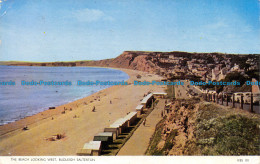 R113816 The Beach Looking West. Budleigh Salterton. Jarrold. RP. 1957 - Welt