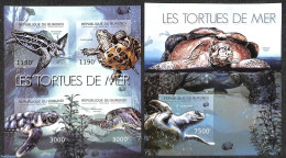 Burundi 2012 Sea Turtles  2 S/s, Imperforated, Mint NH, Turtles - Other & Unclassified