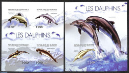 Burundi 2012 Dolphins  2 S/s, Imperforated, Mint NH, Sea Mammals - Otros & Sin Clasificación