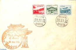 Ryu-Kyu 1952 Definitives 3v, FDC, First Day Cover - Ryukyu Islands