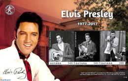 Guyana 2017 Elvis Presley 3v M/s, Mint NH, Performance Art - Elvis Presley - Music - Popular Music - Elvis Presley