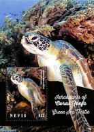 Nevis 2017 Green Sea Turtle S/s, Mint NH, Nature - Turtles - St.Kitts-et-Nevis ( 1983-...)