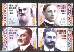 Romania 2018 Founders Of The Great Union 4v, Mint NH - Nuevos