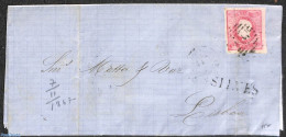 Portugal 1867 Letter From Silves Via Faro To Lisboa, Tear All Over Stamp, Postal History - Cartas & Documentos