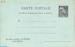 France 1885 Colonies, Reply Paid Postcard 10/10c, Unused Postal Stationary - 1859-1959 Covers & Documents