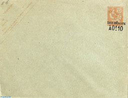 France 1906 French Post, Envelope 15c, Overprinted 0.10, 146x112mm, Unused Postal Stationary - Brieven En Documenten