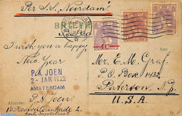 Netherlands 1922 Postcard To USA With Remarkable Franking, Postal History - Lettres & Documents