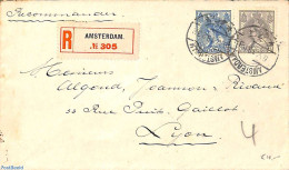 Netherlands 1923 Registered Letter From Amsterdam To Lyon, Postal History - Briefe U. Dokumente