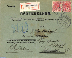 Netherlands 1911 Official Mail Registered (2x5c), Postal History - Briefe U. Dokumente
