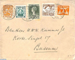 Netherlands 1925 Letter From Leeuwarden To Bussum With 5 Diff. 2c Stamps, Postal History - Briefe U. Dokumente