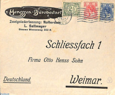 Netherlands 1913 Cover To Weimar With Jugendstil Advertising, Postal History - Brieven En Documenten