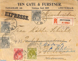 Netherlands 1918 Registered Expresse Mail To Berlin, Forwarded, Postal History - Covers & Documents